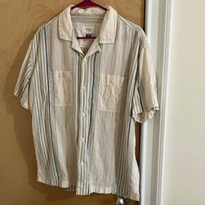 American Eagle Outfitters Beige and Gray/Green Striped Shirt